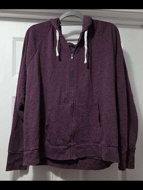 SO Plum Full-Zip Hoodie with White Drawstrings